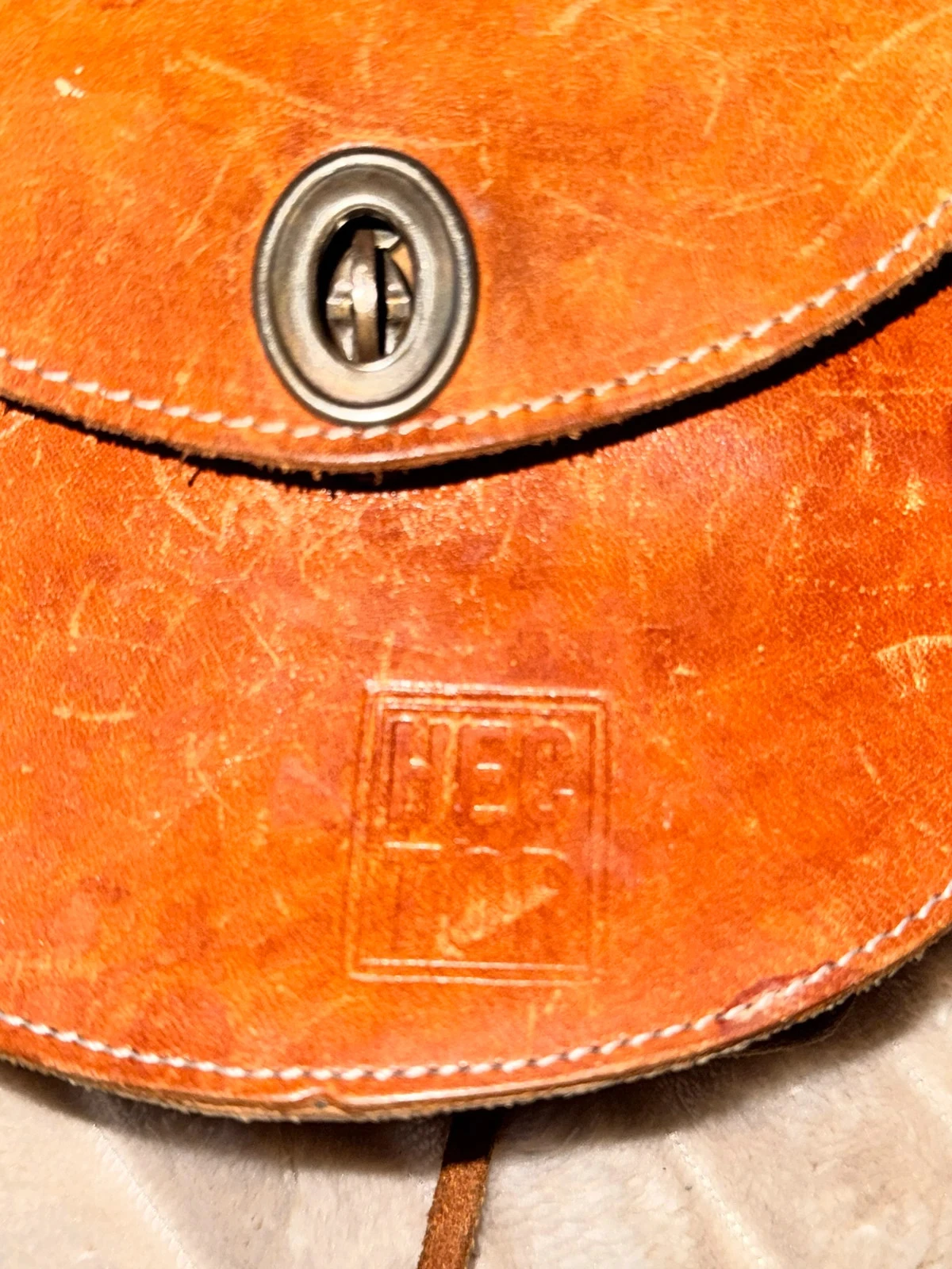 Bolsa tiracolo vintage de couro marrom / camelo – photo 6